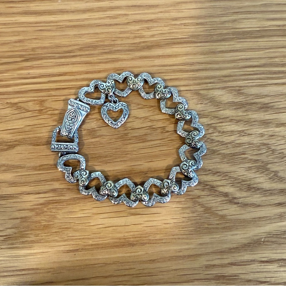 Brighton Style Silver Heart Charm Bracelet Dangling Charm